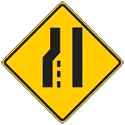 traffic sign road narrowing