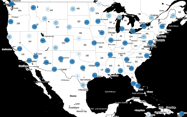 map of speed test, click to enlarge