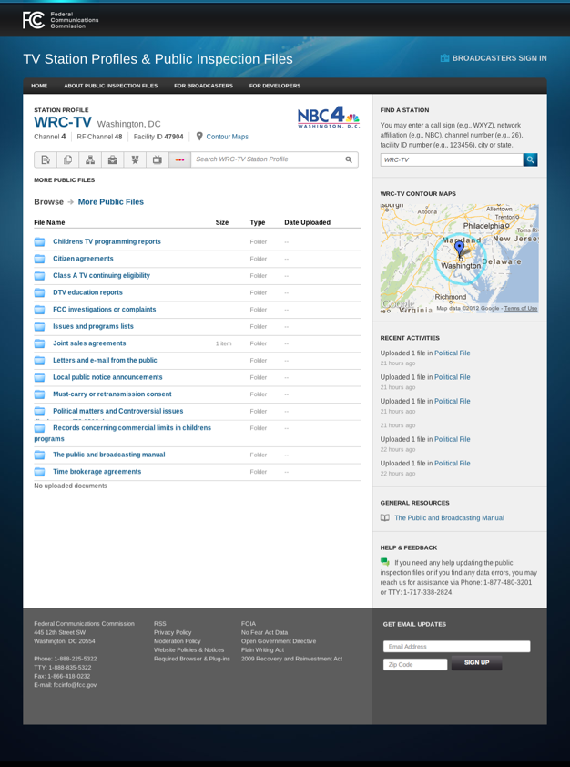 screenshot of public inspection files organized into electronic folders