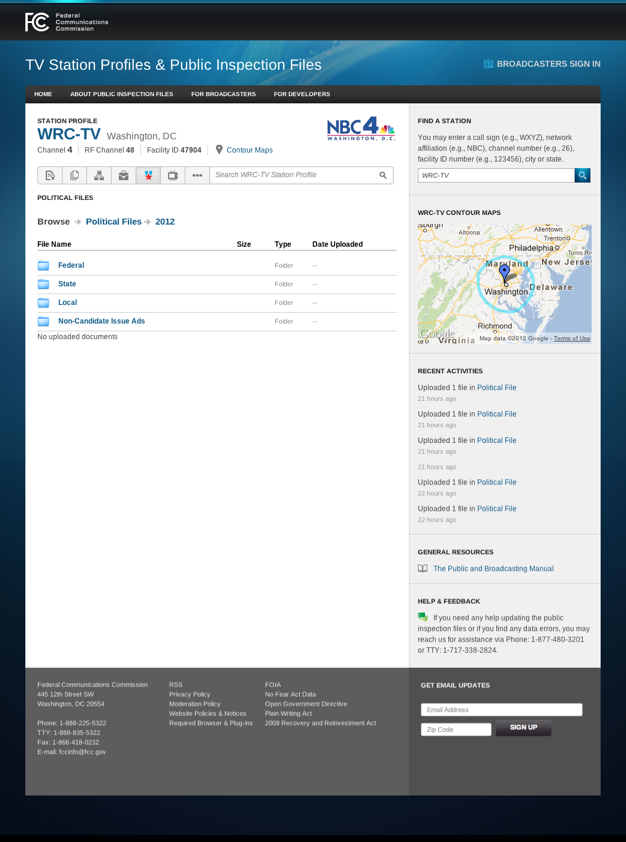 screenshot of political file section organized into electronic folders